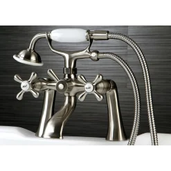 Kingston Brass Deck Mount 2-Hole Clawfoot Tub Faucet with Hand Shower