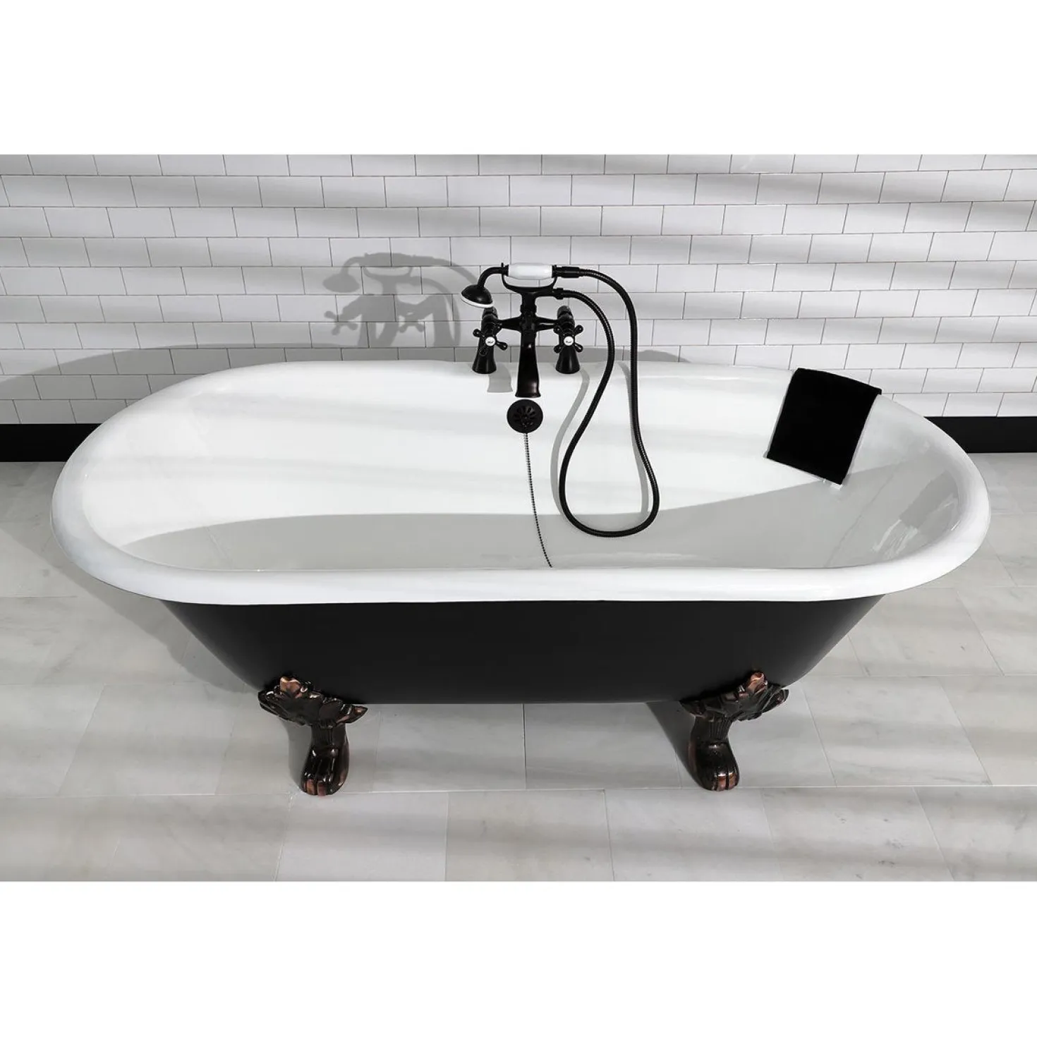 Kingston Brass Deck Mount 2-Hole Clawfoot Tub Faucet with Hand Shower