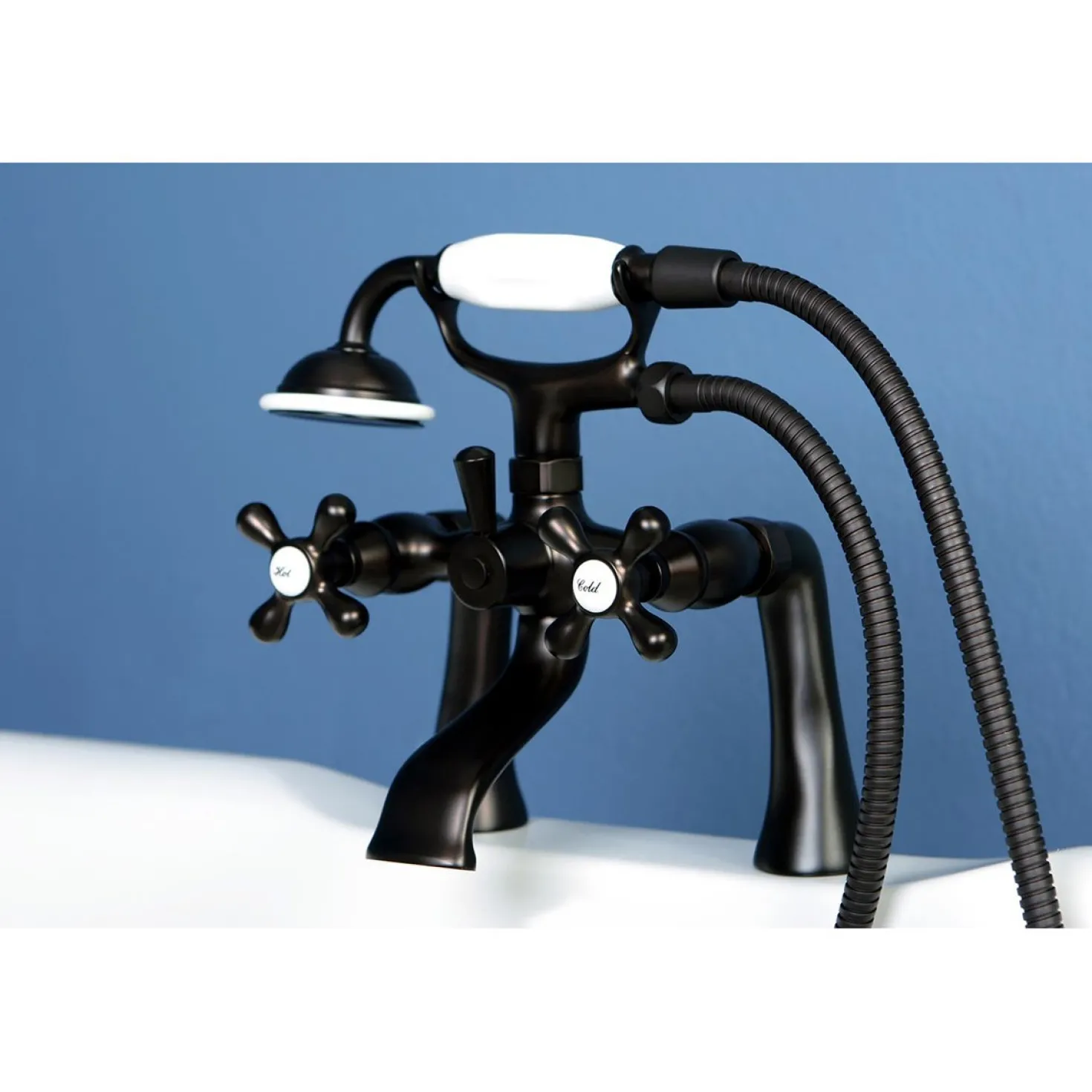 Kingston Brass Deck Mount 2-Hole Clawfoot Tub Faucet with Hand Shower
