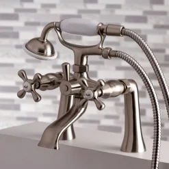 Kingston Brass Deck Mount 2-Hole Clawfoot Tub Faucet with Hand Shower
