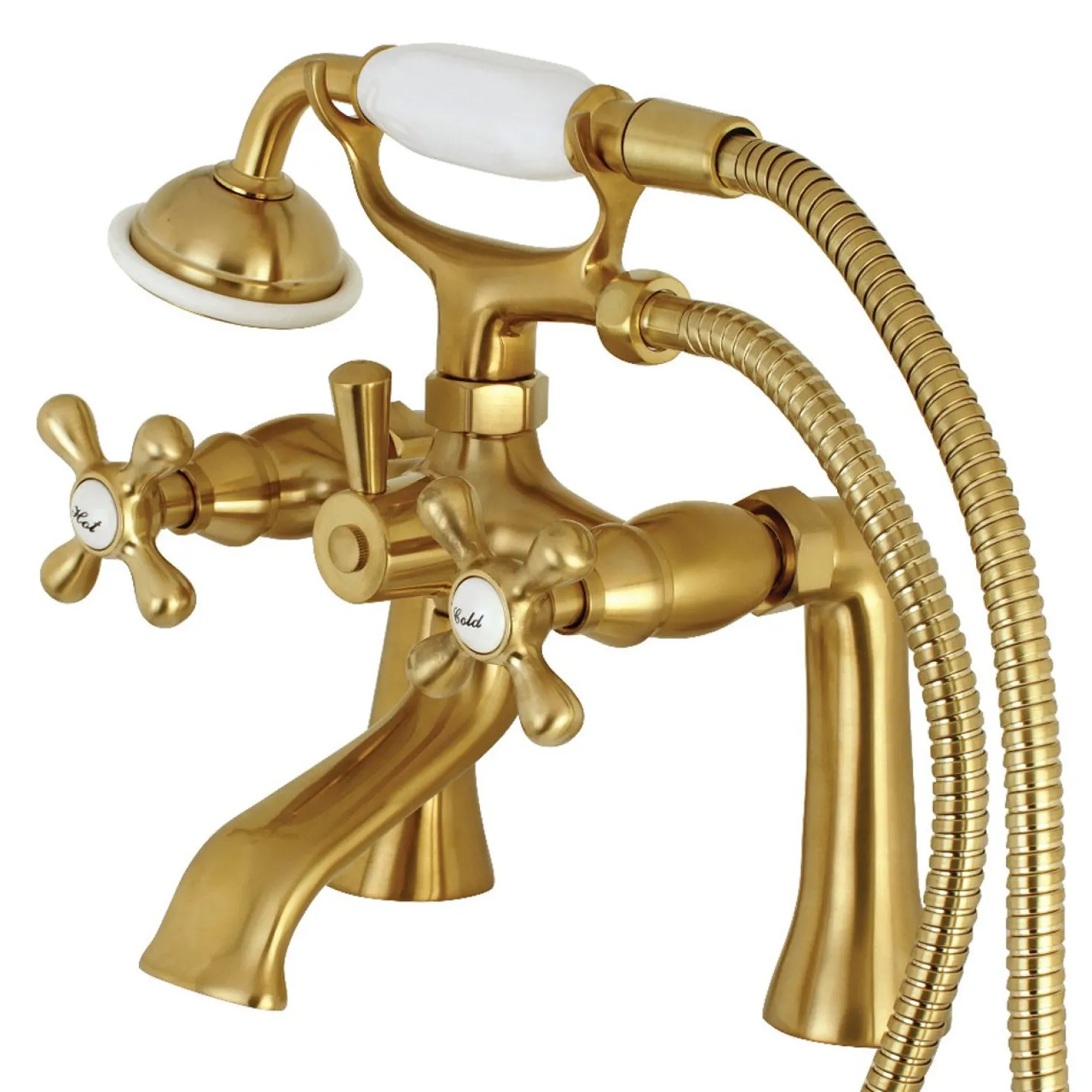 Kingston Brass Deck Mount 2-Hole Clawfoot Tub Faucet with Hand Shower