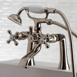 Kingston Brass Deck Mount 2-Hole Clawfoot Tub Faucet with Hand Shower