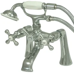 Kingston Brass Deck Mount 2-Hole Clawfoot Tub Faucet with Hand Shower