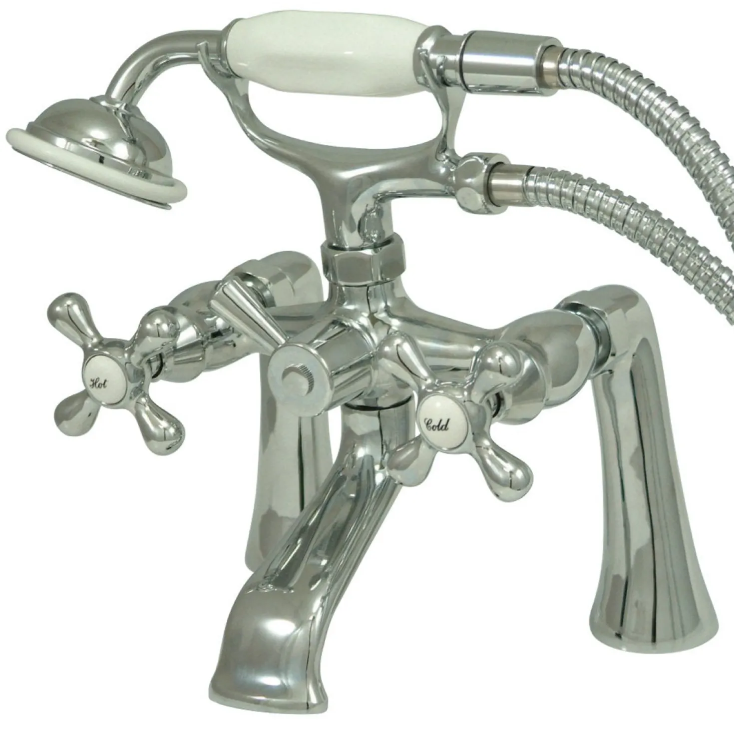 Kingston Brass Deck Mount 2-Hole Clawfoot Tub Faucet with Hand Shower