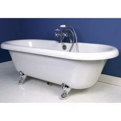 Kingston Brass Deck Mount 2-Hole Clawfoot Tub Faucet with Hand Shower