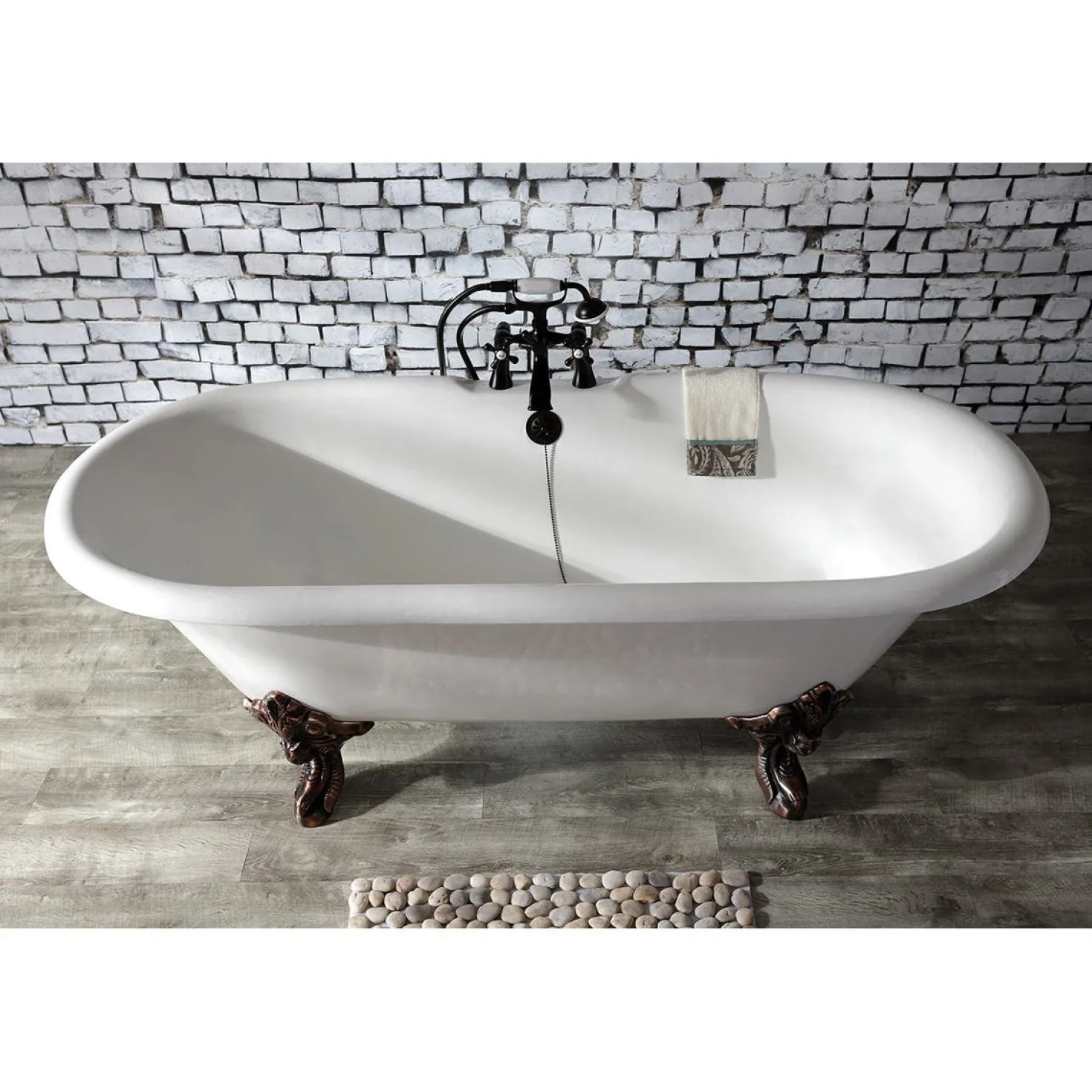 Kingston Brass Deck Mount 2-Hole Clawfoot Tub Faucet with Hand Shower