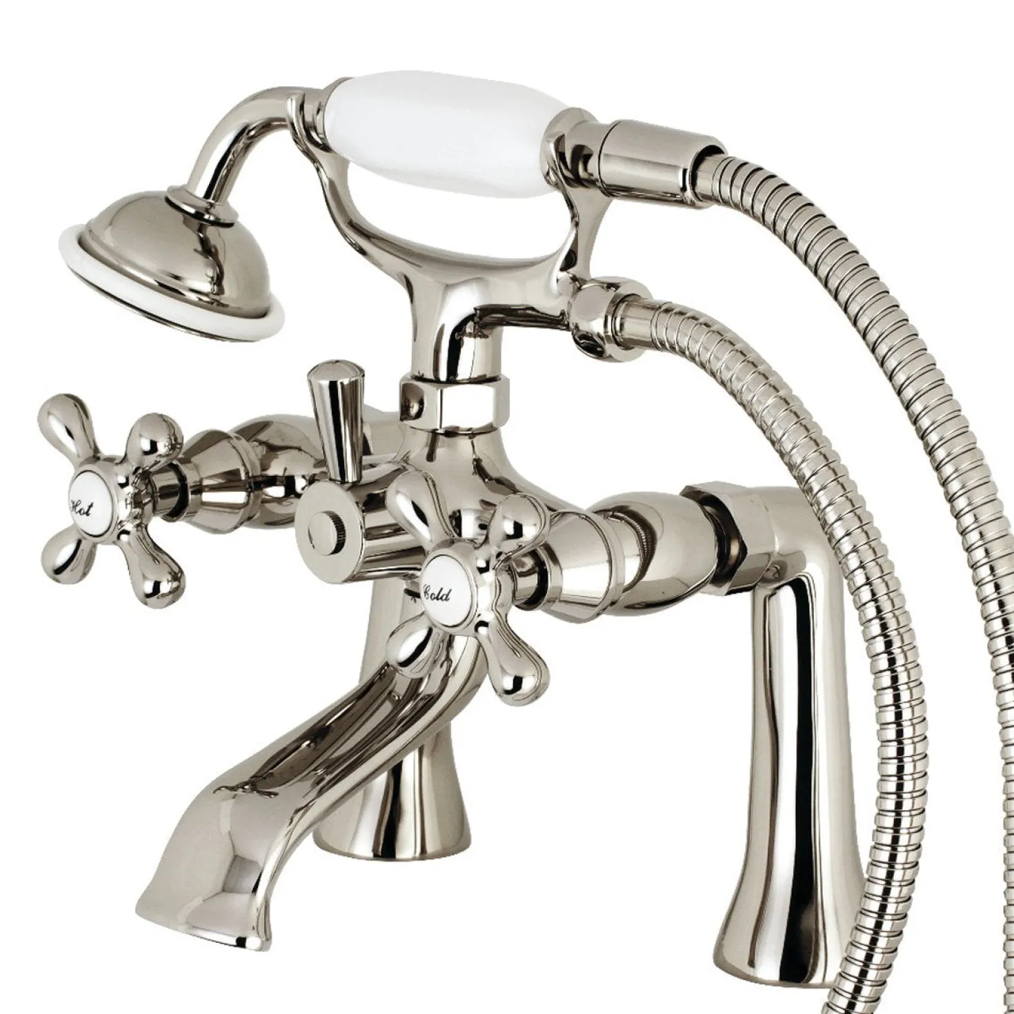 Kingston Brass Deck Mount 2-Hole Clawfoot Tub Faucet with Hand Shower