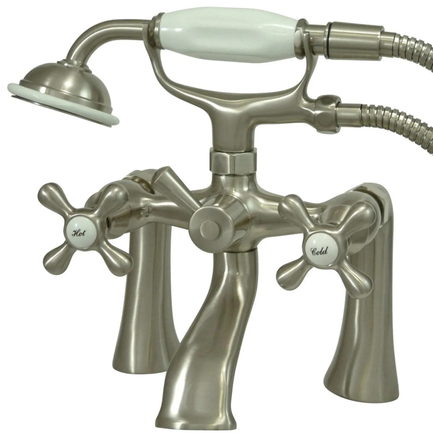 Kingston Brass Deck Mount 2-Hole Clawfoot Tub Faucet with Hand Shower