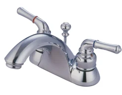 Kingston Brass Deck Mount 4-Inch Centerset Bathroom Faucet with Pop-Up Drain