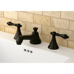 Kingston Brass Deck Mount 8-Inch Widespread Bathroom Faucet with Brass Pop-Up