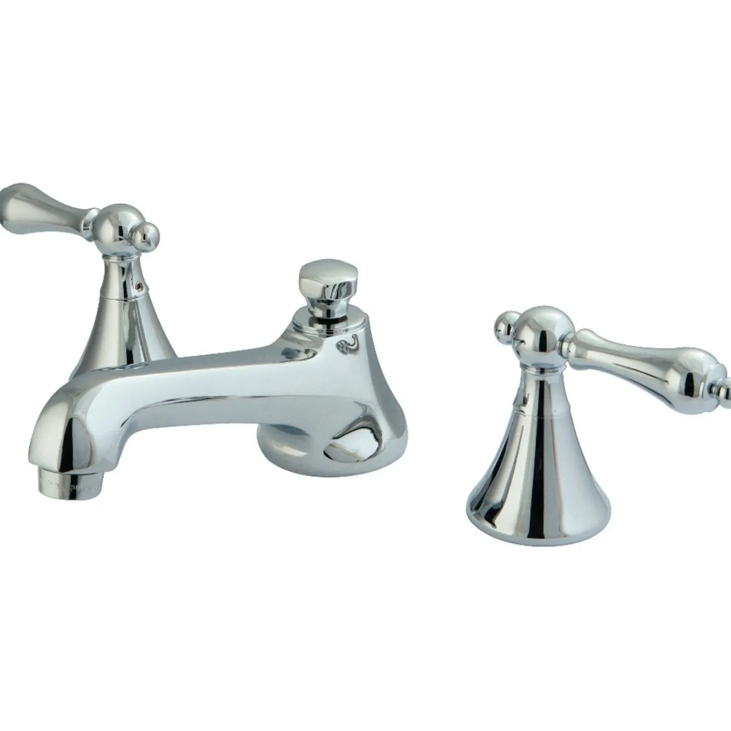 Kingston Brass Deck Mount 8-Inch Widespread Bathroom Faucet with Brass Pop-Up