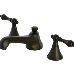 Kingston Brass Deck Mount 8-Inch Widespread Bathroom Faucet with Brass Pop-Up
