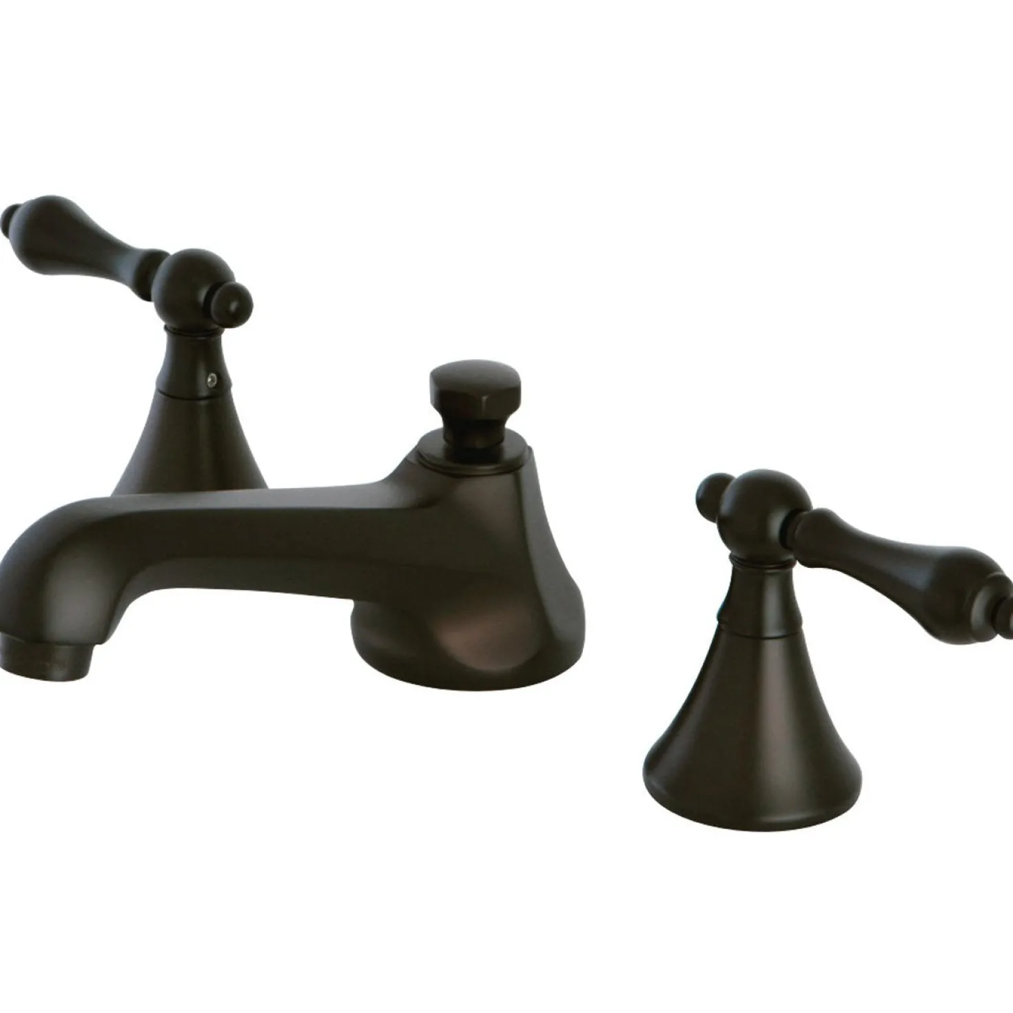 Kingston Brass Deck Mount 8-Inch Widespread Bathroom Faucet with Brass Pop-Up