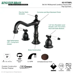 Kingston Brass Deck Mount 8" Widespread Bathroom Faucet