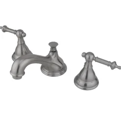Kingston Brass Deck Mount 8" Widespread Bathroom Faucet with Brass Pop-Up