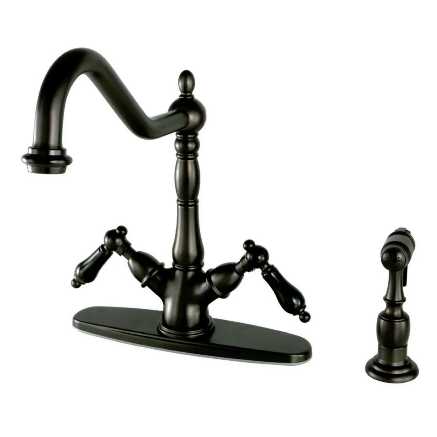 Kingston Brass Duchess 8" Centerset Deck Mount Kitchen Faucet with Brass Sprayer
