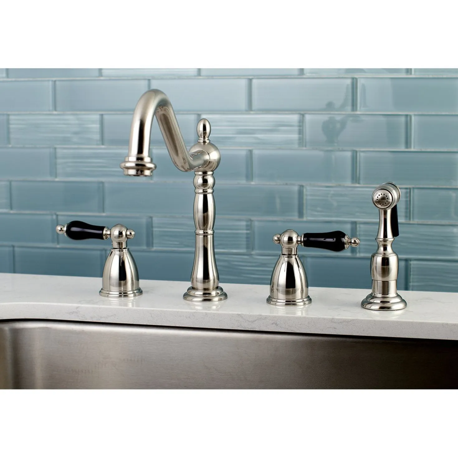Kingston Brass Duchess Deck Mount Widespread 4-Hole Kitchen Faucet