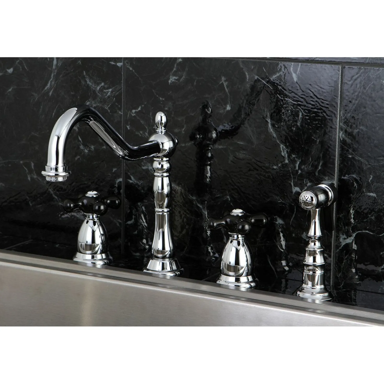 Kingston Brass Duchess Deck Mount 4-Hole Widespread Kitchen Faucet