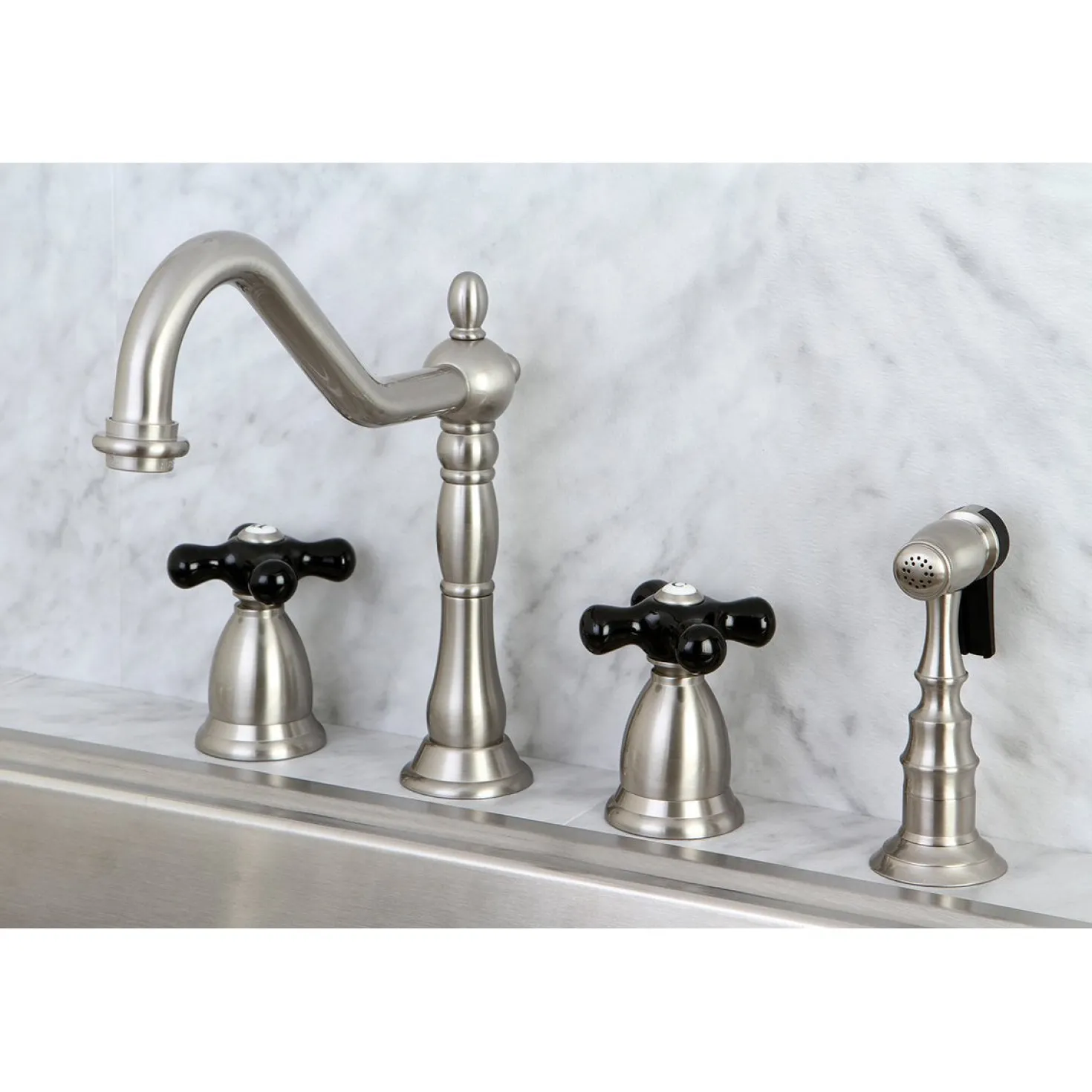 Kingston Brass Duchess Deck Mount 4-Hole Widespread Kitchen Faucet
