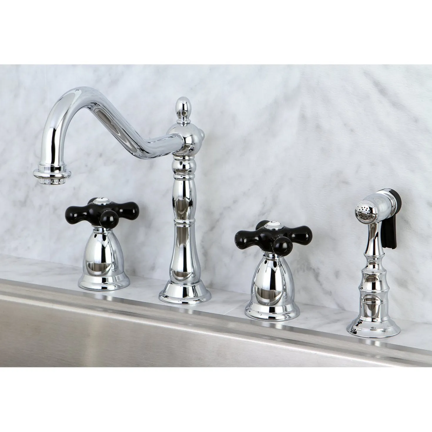 Kingston Brass Duchess Deck Mount 4-Hole Widespread Kitchen Faucet