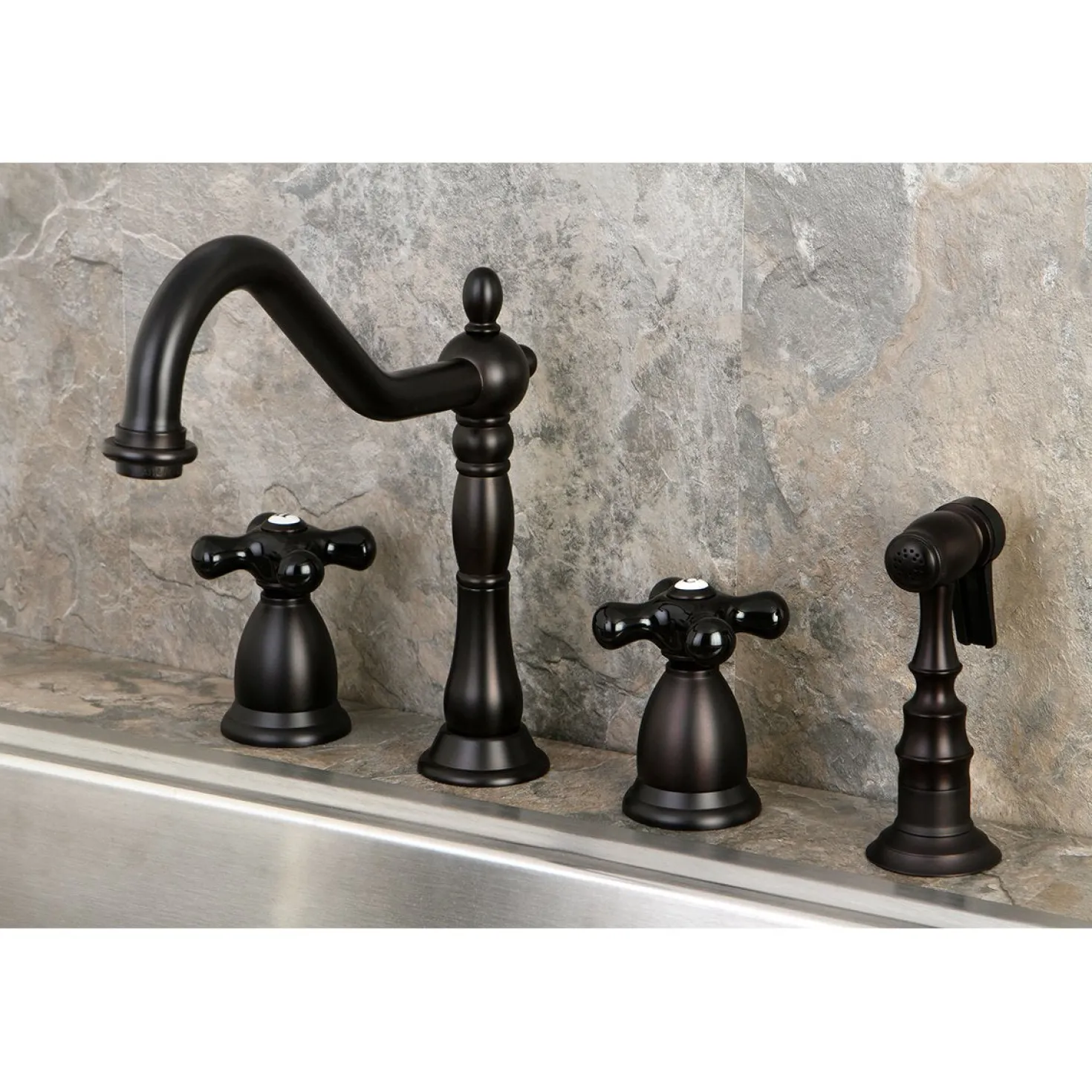 Kingston Brass Duchess Deck Mount 4-Hole Widespread Kitchen Faucet