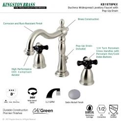 Kingston Brass Duchess 3-Hole 8-Inch Widespread Bathroom Faucet