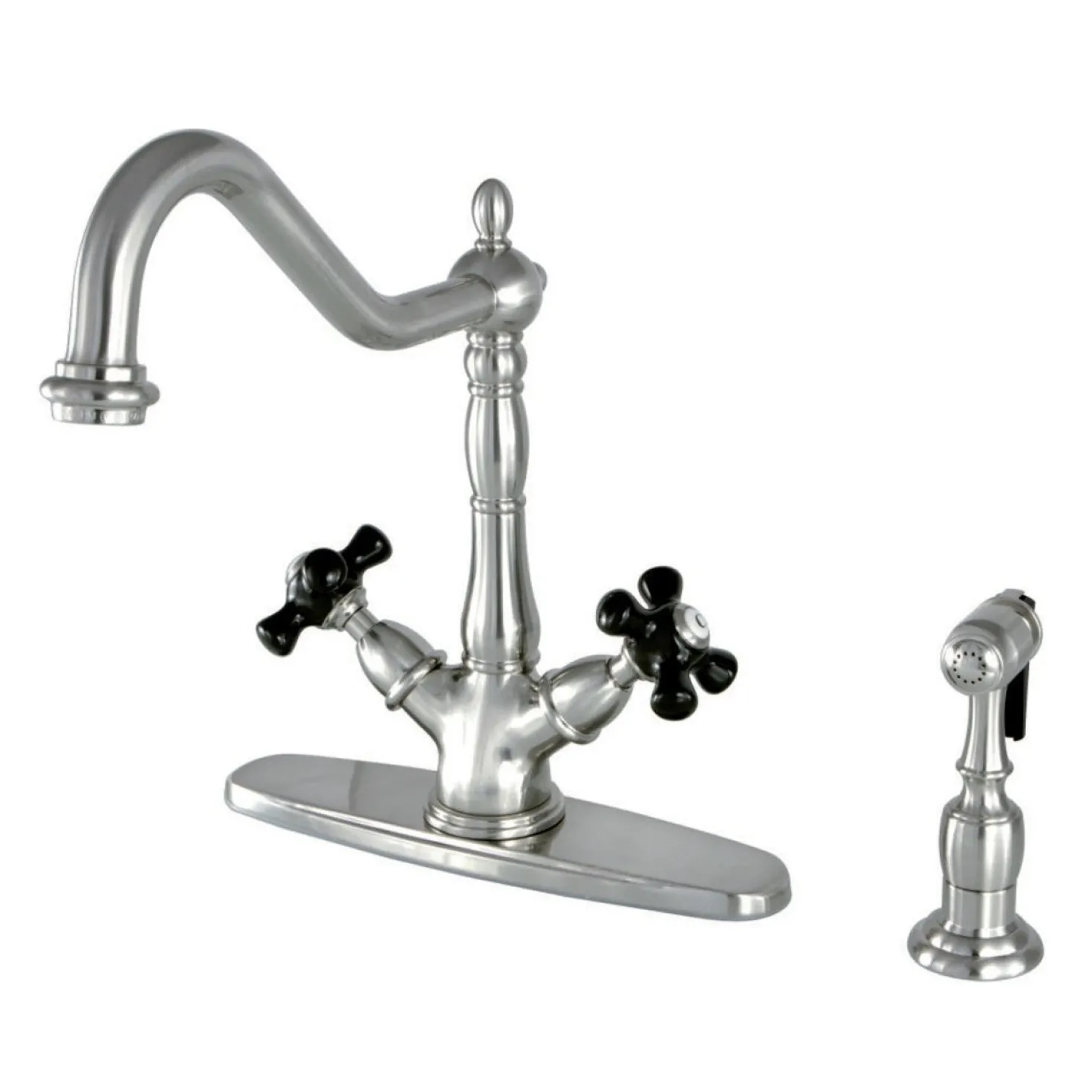 Kingston Brass Duchess 8-Inch Centerset Deck Mount Kitchen Faucet with Brass Sprayer