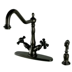 Kingston Brass Duchess 8-Inch Centerset Deck Mount Kitchen Faucet with Brass Sprayer