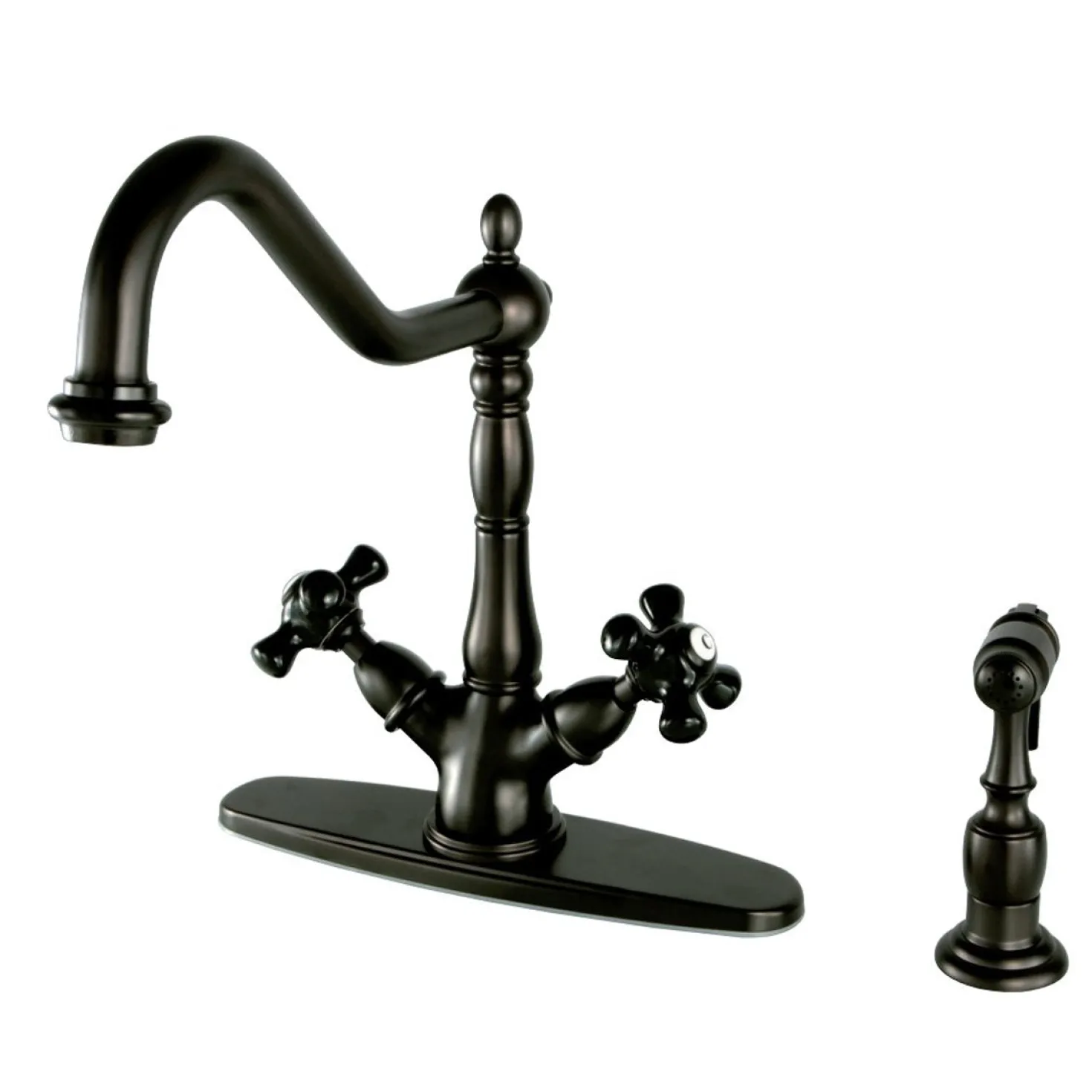 Kingston Brass Duchess 8-Inch Centerset Deck Mount Kitchen Faucet with Brass Sprayer