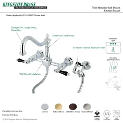 Kingston Brass Duchess 8-Inch Centerset Wall Mount Kitchen Faucet with Brass Sprayer