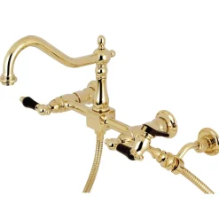 Kingston Brass Duchess 8-Inch Centerset Wall Mount Kitchen Faucet with Brass Sprayer