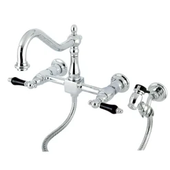 Kingston Brass Duchess 8-Inch Centerset Wall Mount Kitchen Faucet with Brass Sprayer