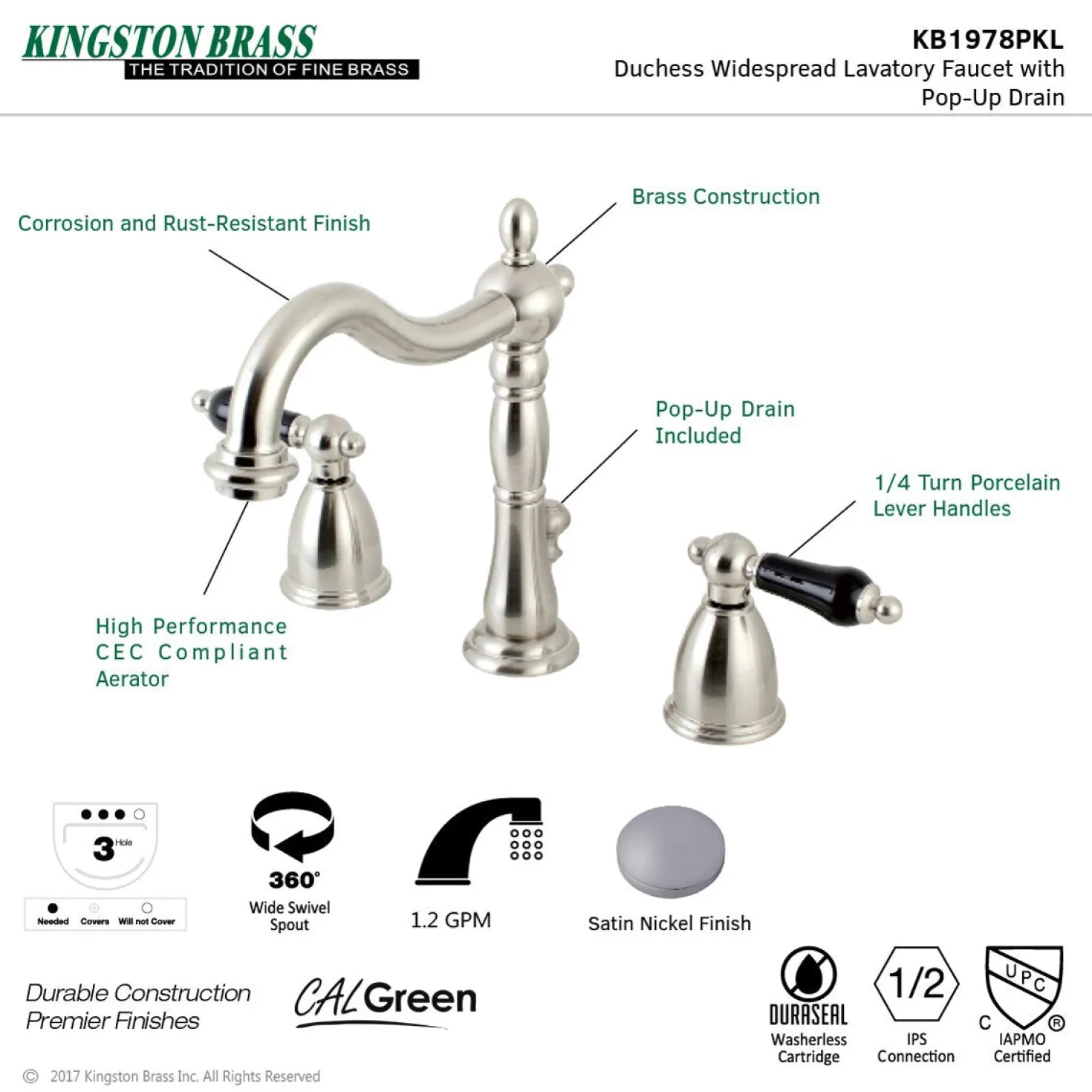 Kingston Brass Duchess 8-Inch Widespread Bathroom Faucet