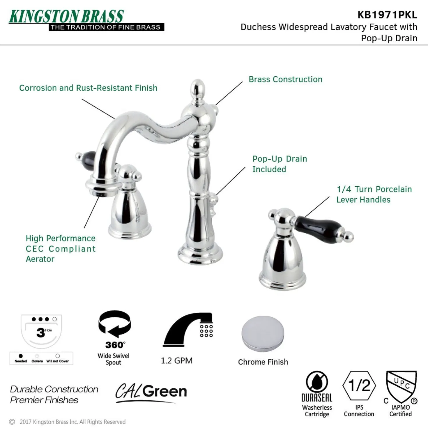 Kingston Brass Duchess 8-Inch Widespread Bathroom Faucet