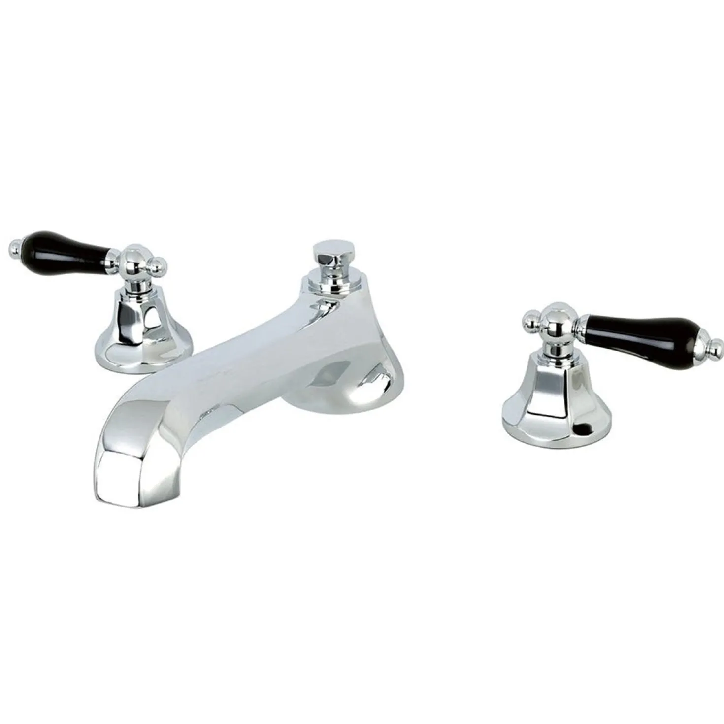 Kingston Brass Duchess Roman Tub Filler with Black Porcelain Lever Handle
