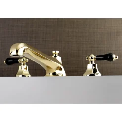 Kingston Brass Duchess Roman Tub Filler with Black Porcelain Lever Handle