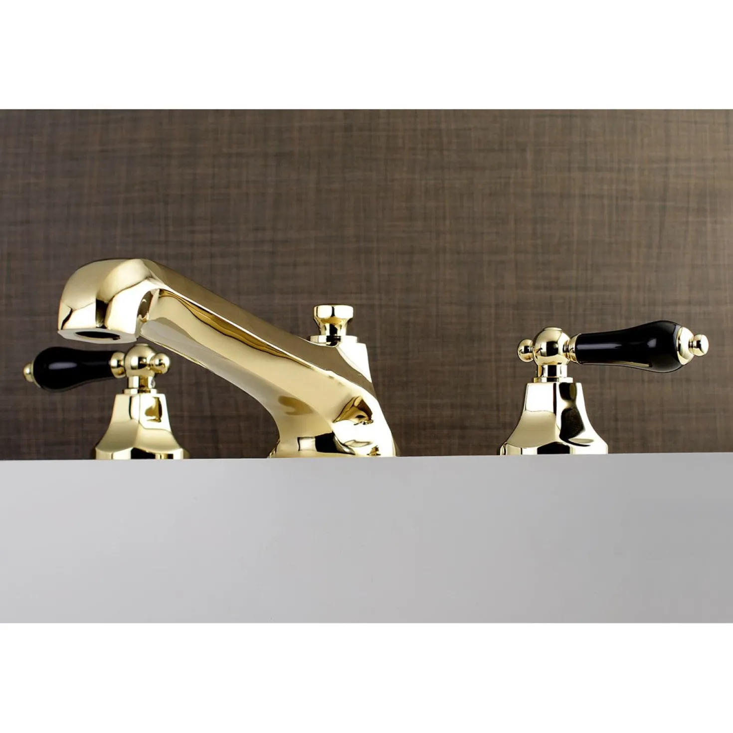 Kingston Brass Duchess Roman Tub Filler with Black Porcelain Lever Handle
