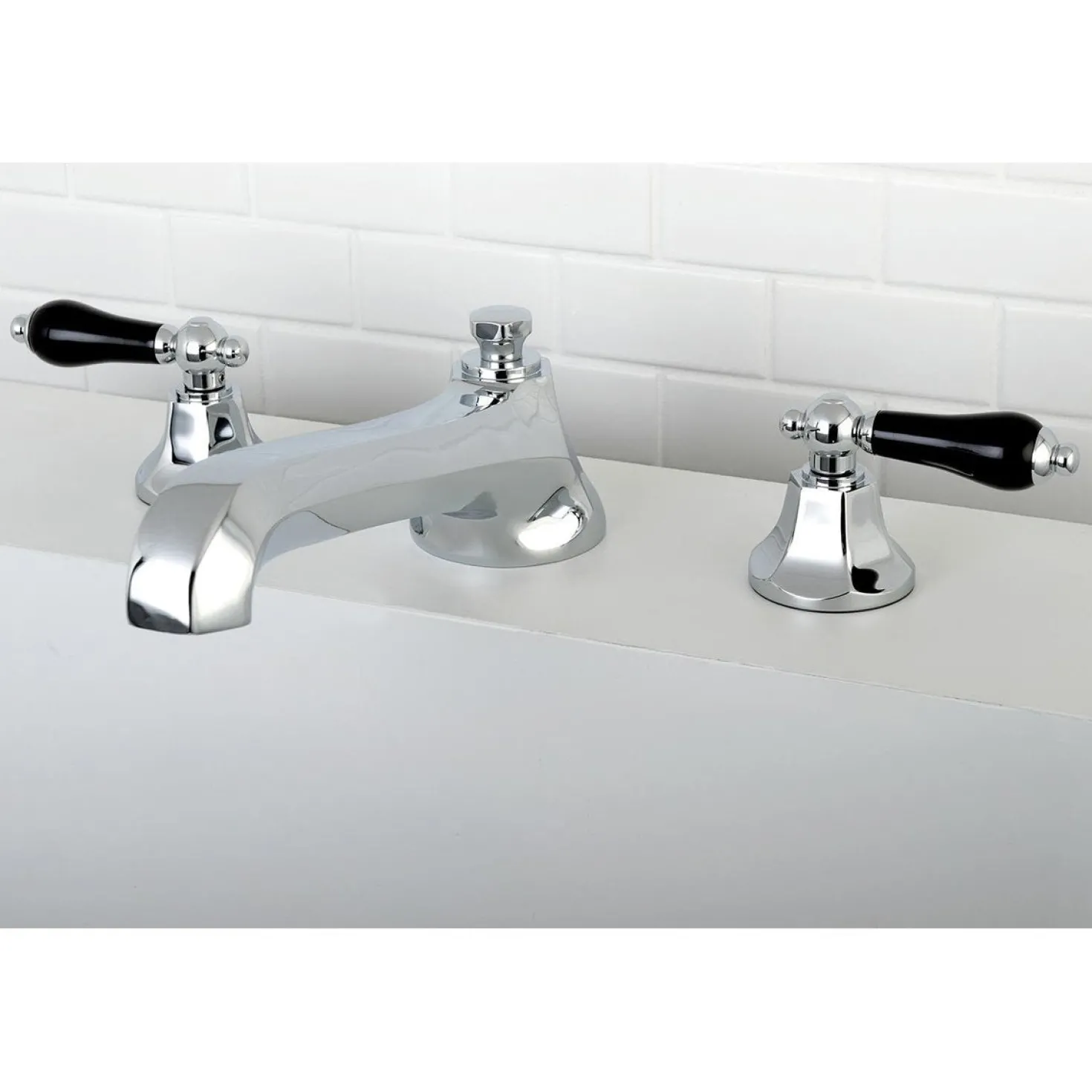 Kingston Brass Duchess Roman Tub Filler with Black Porcelain Lever Handle