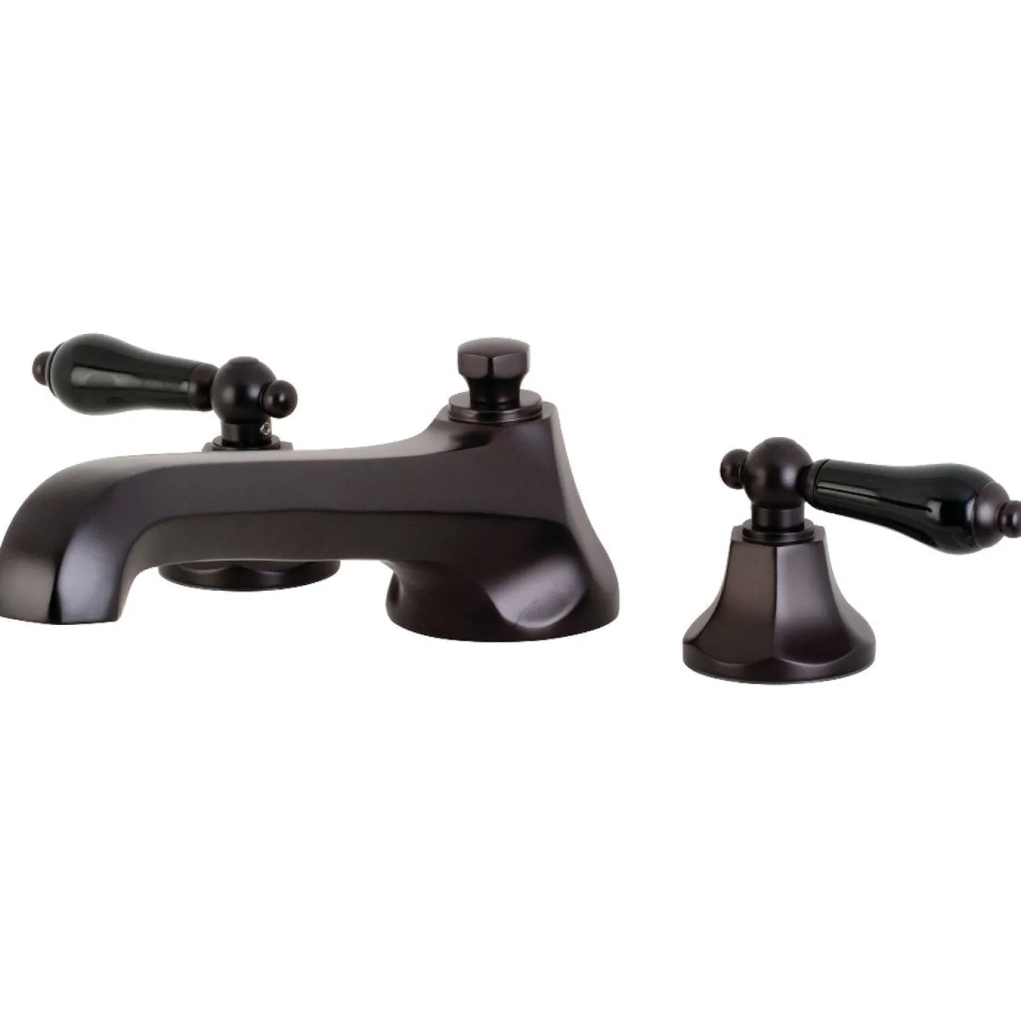 Kingston Brass Duchess Roman Tub Filler with Black Porcelain Lever Handle