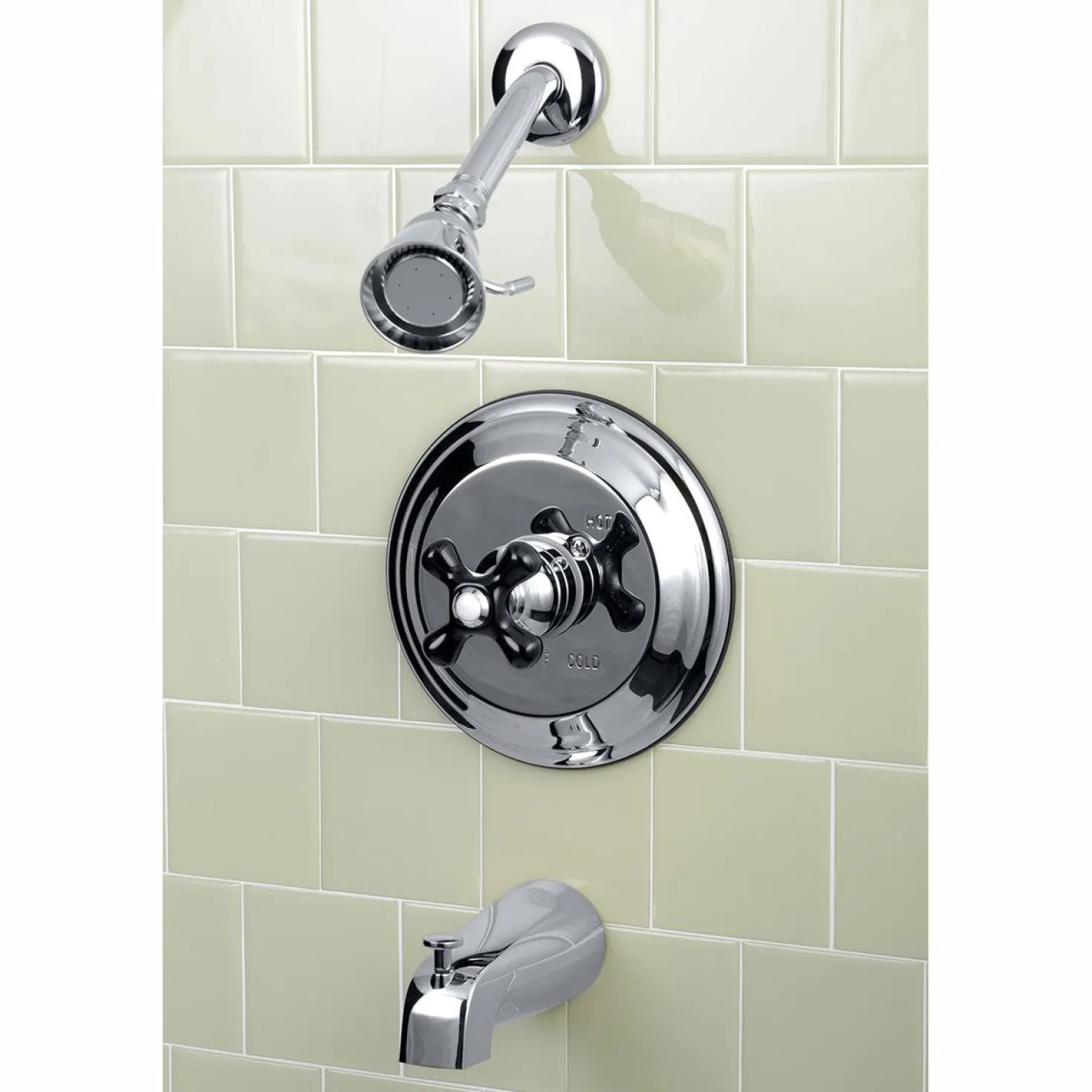 Kingston Brass Duchess Tub and Shower Faucet with Cross Handle