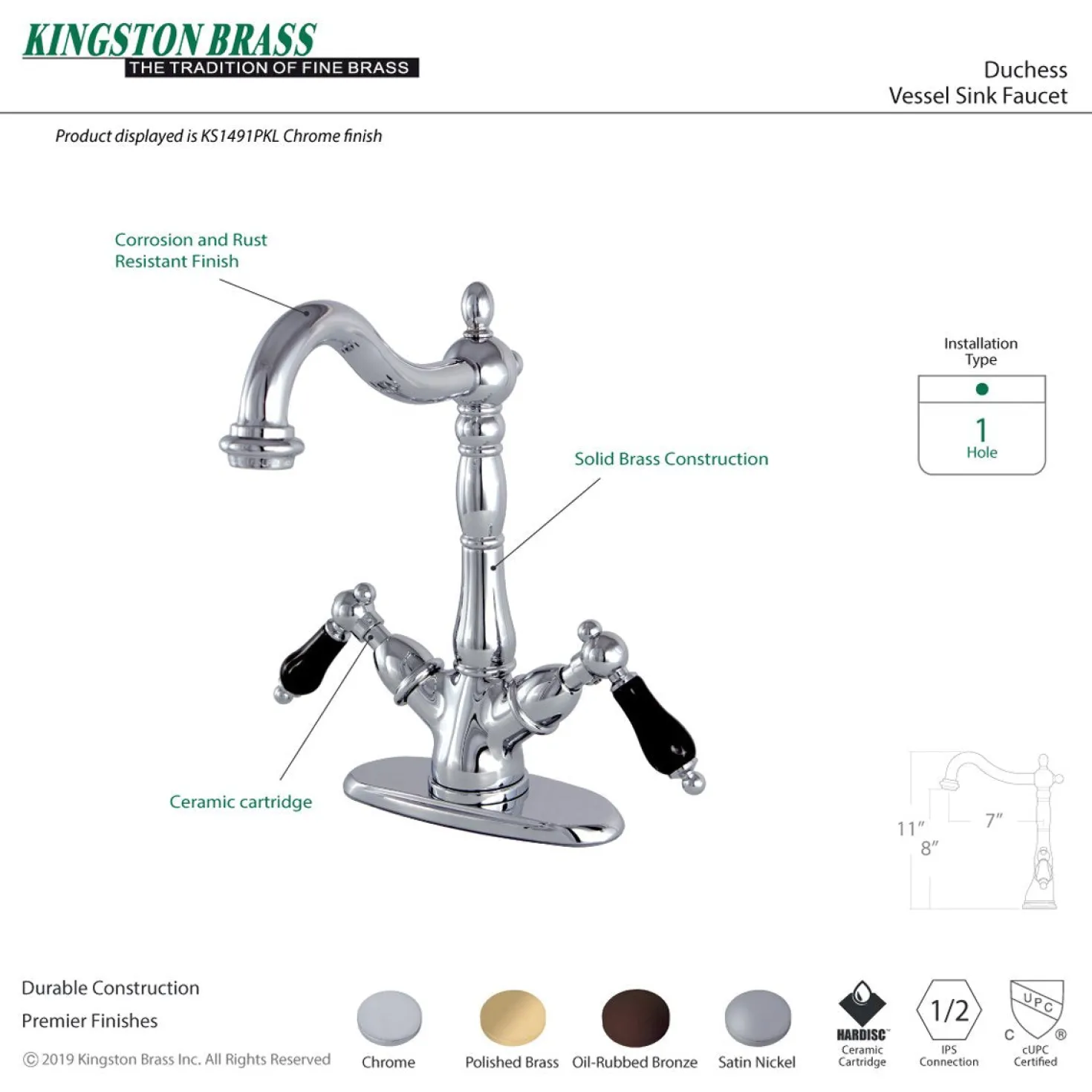 Kingston Brass Duchess Vessel Sink Faucet