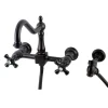 Kingston Brass Duchess Wall Mount 8-Inch Centerset Kitchen Faucet with Brass Sprayer