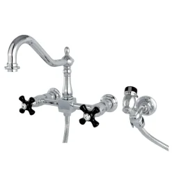 Kingston Brass Duchess Wall Mount 8-Inch Centerset Kitchen Faucet with Brass Sprayer