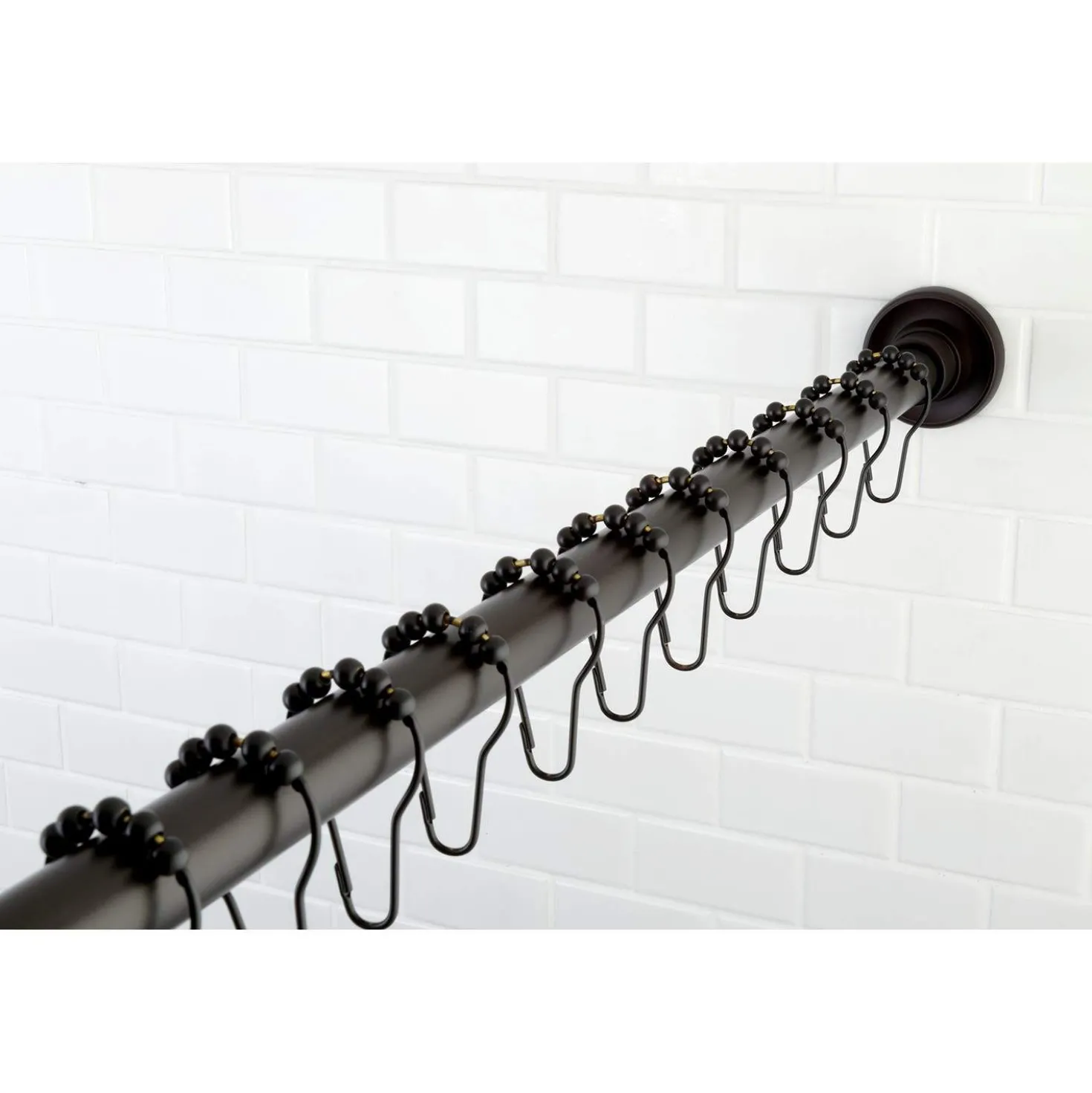 Kingston Brass Edenscape 72-Inch Adjustable Stainless Steel Shower Curtain Rod with Rings