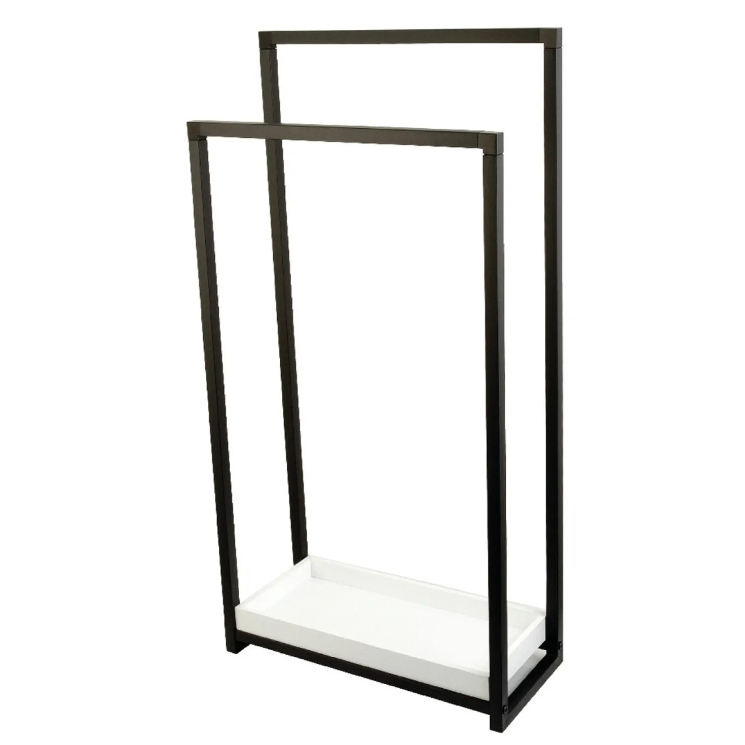 Kingston Brass Edenscape Pedestal 2-Tier Steel Construction Towel Rack with Wooden Case