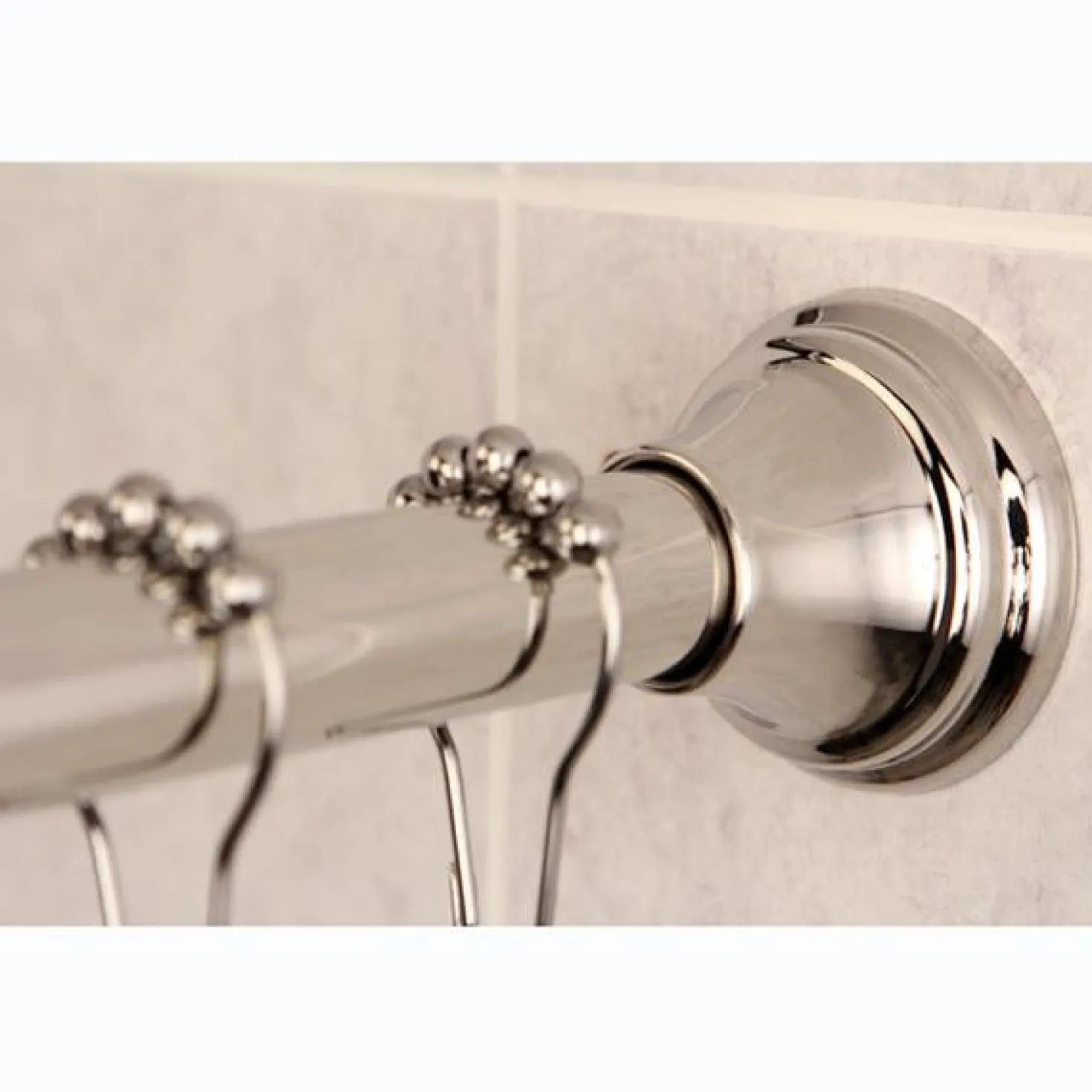 Kingston Brass Edenscape Straight Shower Curtain Rod with Shower Curtain Rings
