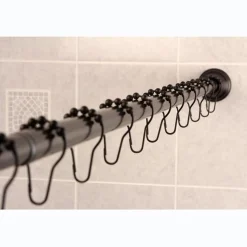 Kingston Brass Edenscape Straight Shower Curtain Rod with Shower Curtain Rings