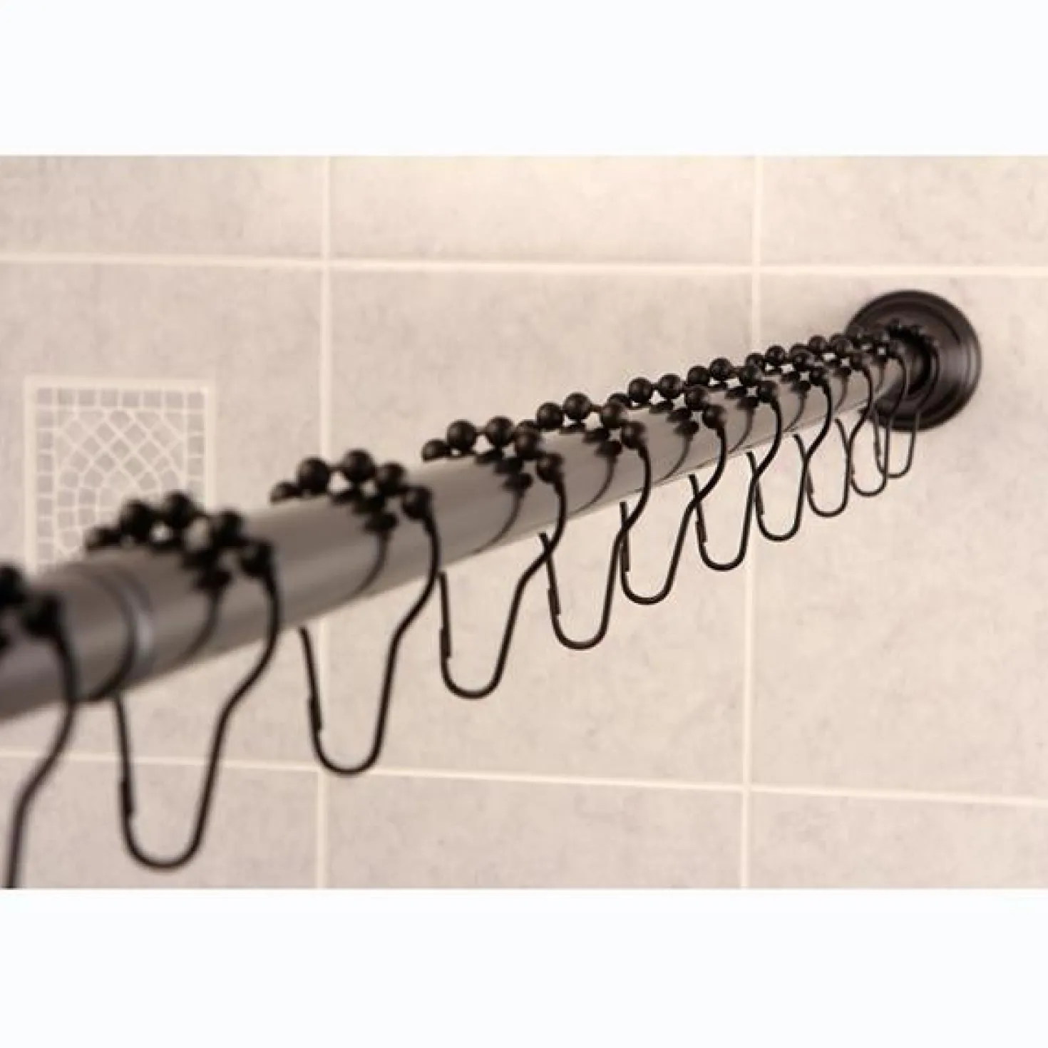 Kingston Brass Edenscape Straight Shower Curtain Rod with Shower Curtain Rings