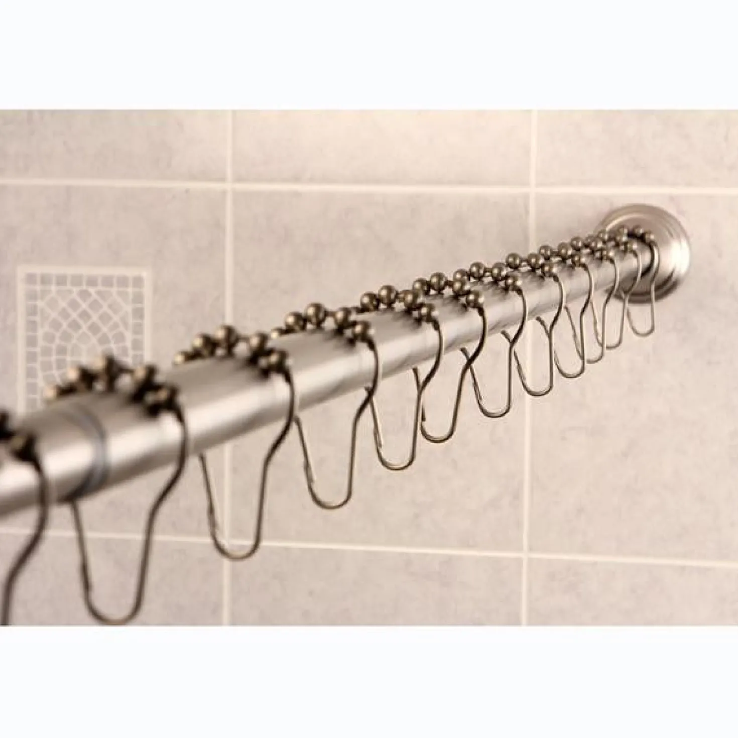 Kingston Brass Edenscape Straight Shower Curtain Rod with Shower Curtain Rings