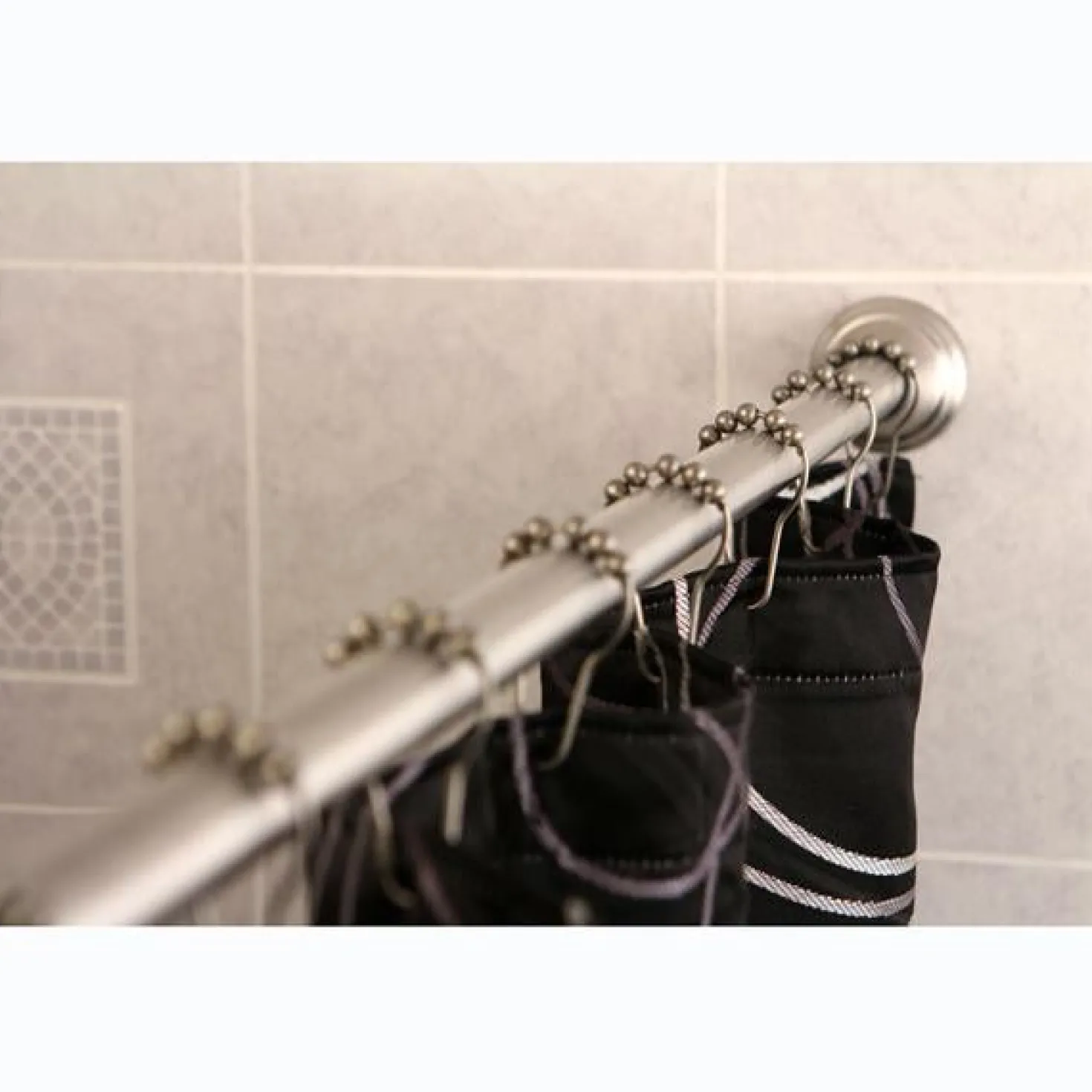 Kingston Brass Edenscape Straight Shower Curtain Rod with Shower Curtain Rings